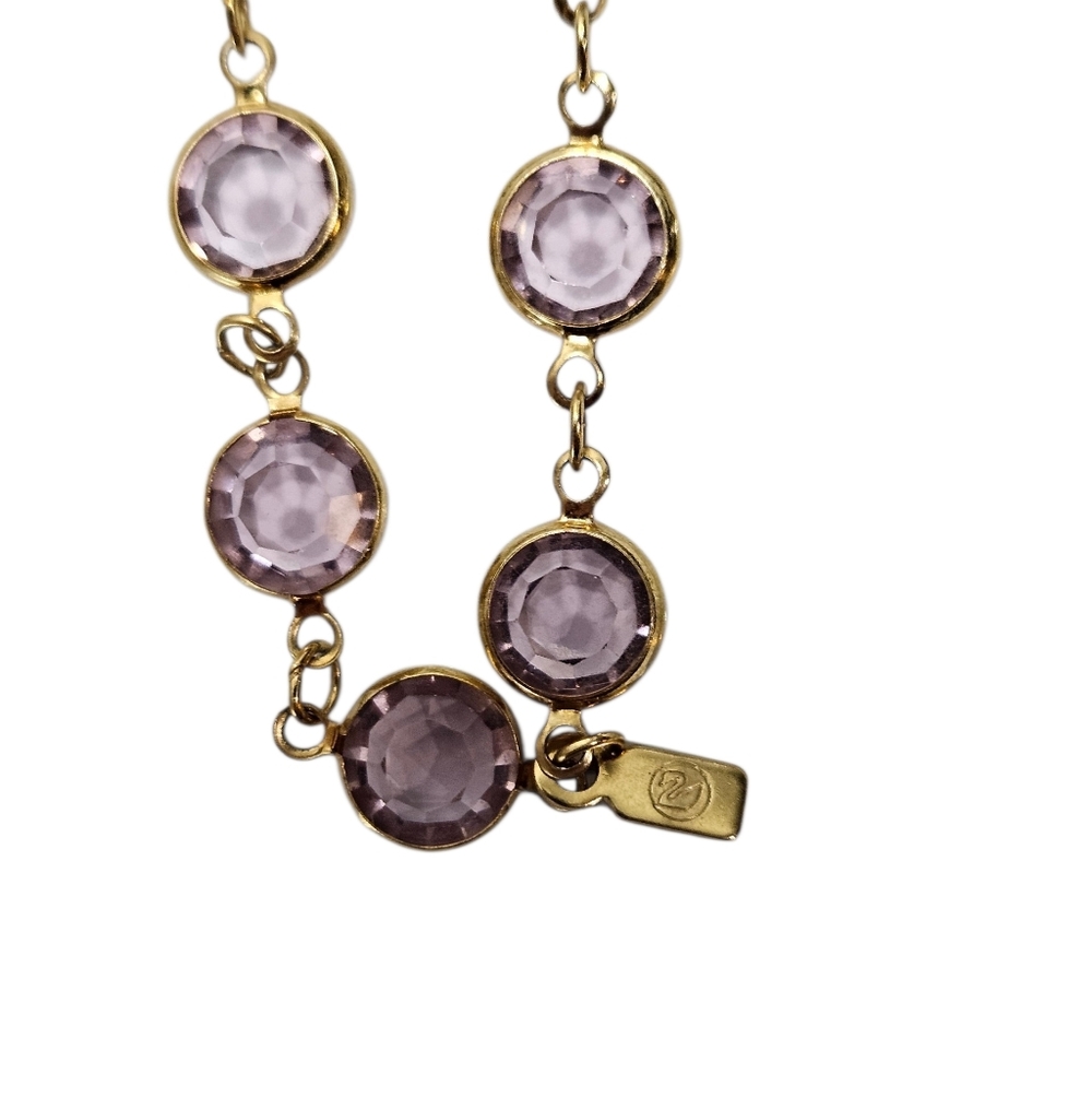 Swarovski Gold-Tone Long Necklace w/ Purple Crystals - Picture 4 of 4